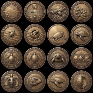 Sea Turtle 3D Relief PNG, Coin Engraving Files, Vintage Naturalist Art