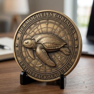 Sea Turtle 3D Relief PNG, Coin Engraving Files, Vintage Naturalist Art