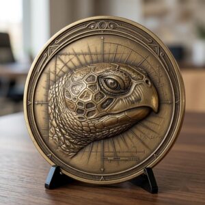 Sea Turtle 3D Relief PNG, Coin Engraving Files, Vintage Naturalist Art