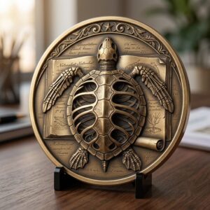 Sea Turtle 3D Relief PNG, Coin Engraving Files, Vintage Naturalist Art
