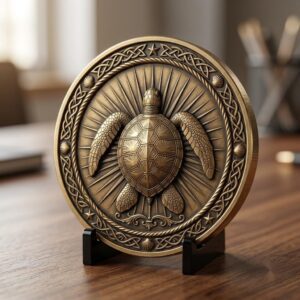 Sea Turtle 3D Relief PNG, Coin Engraving Files, Vintage Naturalist Art