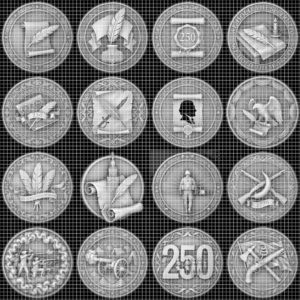 USA 250th Anniversary Challenge Coin Depth Map, Laser Engraving Relief PNG