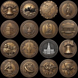 USA 250th Anniversary Challenge Coin Depth Map, Laser Engraving Relief PNG