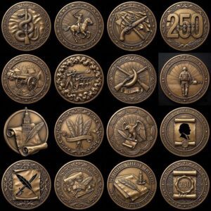 USA 250th Anniversary Challenge Coin Depth Map, Laser Engraving Relief PNG