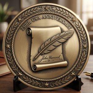 USA 250th Anniversary Challenge Coin Depth Map, Laser Engraving Relief PNG
