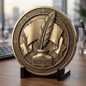 USA 250th Anniversary Challenge Coin Depth Map, Laser Engraving Relief PNG