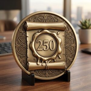 USA 250th Anniversary Challenge Coin Depth Map, Laser Engraving Relief PNG