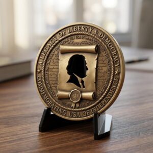 USA 250th Anniversary Challenge Coin Depth Map, Laser Engraving Relief PNG
