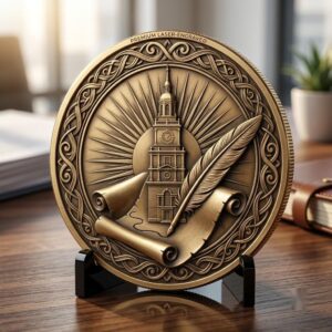 USA Founders Legacy Challenge Coin Laser Depth Map, 3D Relief Engraving PNG
