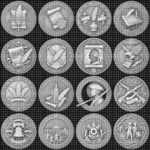 USA Founders Legacy Challenge Coin Laser Depth Map, 3D Relief Engraving PNG