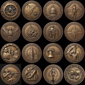 USA Founders Legacy Challenge Coin Laser Depth Map, 3D Relief Engraving PNG