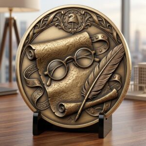 USA Founders Legacy Challenge Coin Laser Depth Map, 3D Relief Engraving PNG