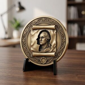 USA Founders Legacy Challenge Coin Laser Depth Map, 3D Relief Engraving PNG