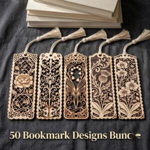 Vintage Damask Bookmark Templates, Floral Wood Craft Bundle, Victorian Scrollwork