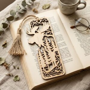 Woodland Animal Bookmark Laser File, Geometric Reader Gift Bundle