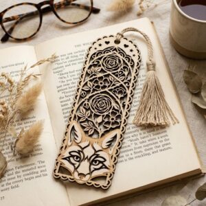 Woodland Animal Bookmark Laser File, Geometric Reader Gift Bundle