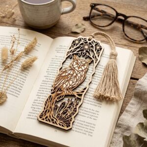Woodland Animal Bookmark Laser File, Geometric Reader Gift Bundle
