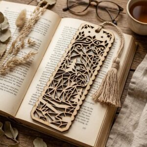 Woodland Animal Bookmark Laser File, Geometric Reader Gift Bundle