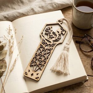 Woodland Animal Bookmark Laser File, Geometric Reader Gift Bundle