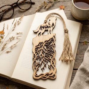 Woodland Animal Bookmark Laser File, Geometric Reader Gift Bundle