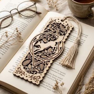 Woodland Animal Bookmark Laser File, Geometric Reader Gift Bundle