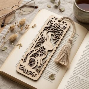 Woodland Animal Bookmark Laser File, Geometric Reader Gift Bundle