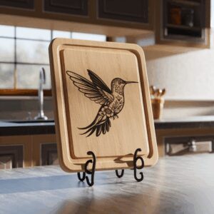 3D Illusion Charcuterie Board Laser Engraving File, Hummingbird