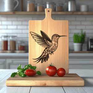 3D Illusion Charcuterie Board Laser Engraving File, Hummingbird
