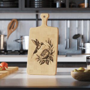 3D Illusion Hummingbird Charcuterie Board Laser Engraving File