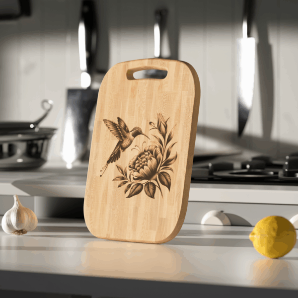 3D Illusion Hummingbird Charcuterie Board Laser Engraving File