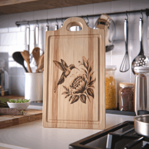 3D Illusion Hummingbird Charcuterie Board Laser Engraving File