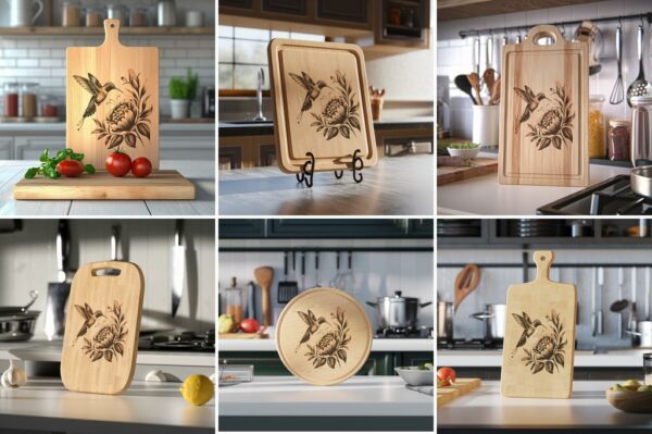 3D Illusion Hummingbird Charcuterie Board Laser Engraving File