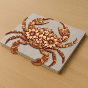 3D Illusion Laser Engraved Animal Art, Crab with