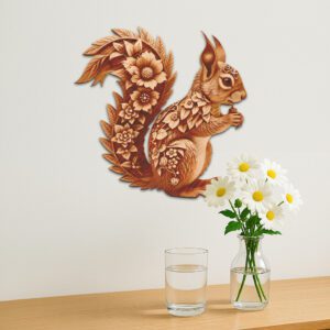 3D Squirrel Illusion Art File with Floral Details,
