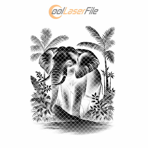 Adorable Elephant Slate Coaster Engraving PNG, 3D Illusion,