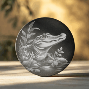Alligator Water Slate Coaster Engraving File, Unique PNG