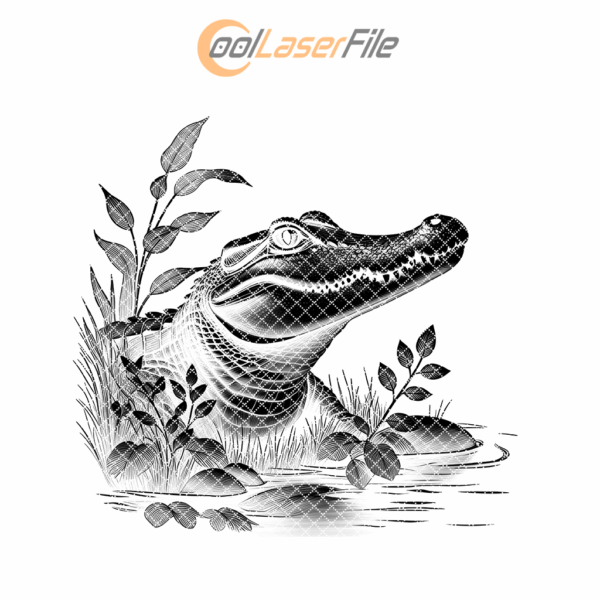 Alligator Water Slate Coaster Engraving File, Unique PNG