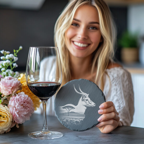 Antelope Slate Coaster Engraving File, Wild Animal Laser