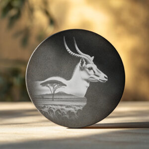 Antelope Slate Coaster Engraving File, Wild Animal Laser
