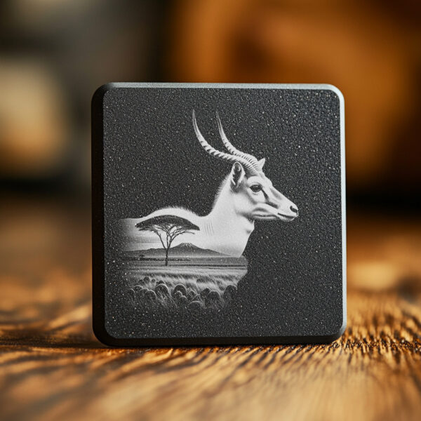 Antelope Slate Coaster Engraving File, Wild Animal Laser