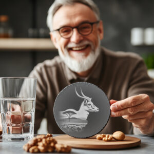 Antelope Slate Coaster Engraving File, Wild Animal Laser