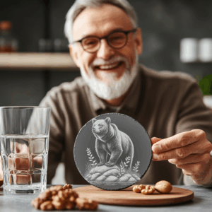 Bear Rock Slate Coaster Laser Engraving PNG, Instant
