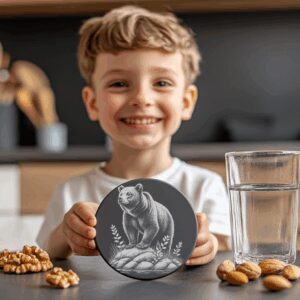 Bear Rock Slate Coaster Laser Engraving PNG, Instant