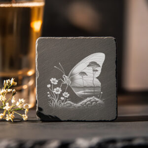 Butterfly and Wild Animals Slate Coaster Design, Laser