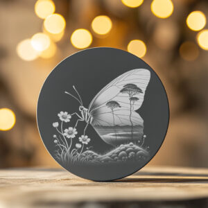 Butterfly and Wild Animals Slate Coaster Design, Laser