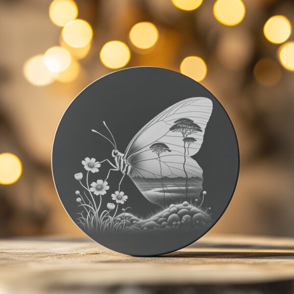 Butterfly and Wild Animals Slate Coaster Design, Laser