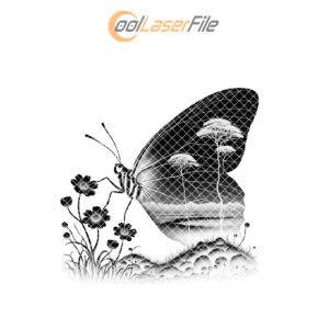 Butterfly and Wild Animals Slate Coaster Design, Laser