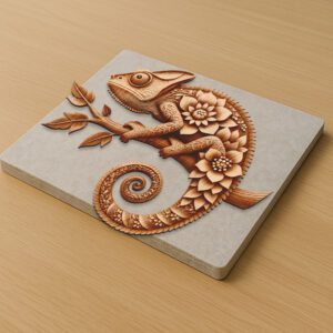 Chameleon Branch 3D Illusion Laser Engraving Design, Unique
