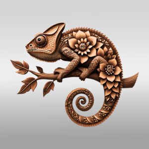 Chameleon Branch 3D Illusion Laser Engraving Design, Unique