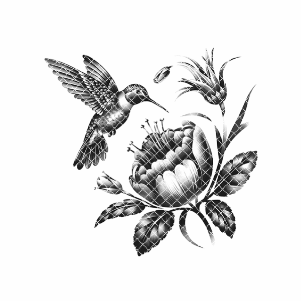 Chopping Board Laser Engraving File, Hummingbird Flower 3D